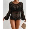 imageBsubseach Crochet Bathing Suit Cover Up for Women Beach Coverup Tops Hollow Out Swimwear Vacation OutfitsBlack