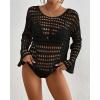 imageBsubseach Crochet Bathing Suit Cover Up for Women Beach Coverup Tops Hollow Out Swimwear Vacation OutfitsBlack