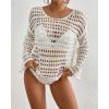 imageBsubseach Crochet Bathing Suit Cover Up for Women Beach Coverup Tops Hollow Out Swimwear Vacation OutfitsWhite