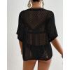 imageBsubseach Women Crochet Top Short Sleeve Swimsuit Coverup Summer Hollow Out Knit Tops Beach Cover UpBlack