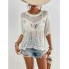 imageBsubseach Women Crochet Top Short Sleeve Swimsuit Coverup Summer Hollow Out Knit Tops Beach Cover UpWhite