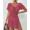 imageBsubseach Bathing Suit Cover Up for Women Hollow Out Crochet Coverups Beach Dress 2025 Vacation OutfitsHot Pink