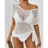 imageBsubseach Bathing Suit Cover Up for Women Hollow Out Crochet Coverups Beach Dress 2025 Vacation OutfitsWhite