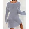 imageBsubseach Crochet Cover Ups for Women Bathing Suit Cover Up Dress Mesh Beach TopDusty Blue