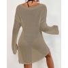 imageBsubseach Crochet Cover Ups for Women Bathing Suit Cover Up Dress Mesh Beach TopKhaki
