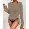 imageBsubseach Crochet Cover Ups for Women Bathing Suit Cover Up Dress Mesh Beach TopKhaki