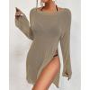 imageBsubseach Crochet Cover Ups for Women Bathing Suit Cover Up Dress Mesh Beach TopKhaki