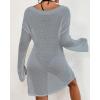 imageBsubseach Crochet Cover Ups for Women Bathing Suit Cover Up Dress Mesh Beach TopLight Grey
