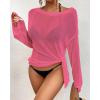 imageBsubseach Crochet Cover Ups for Women Bathing Suit Cover Up Dress Mesh Beach TopRose Red