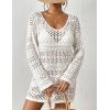 imageBsubseach Crochet Coverups for Women Swimwear Knit Top Beach Cover Up Hollow Out Vacation Dress Summer Outfits White