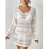 imageBsubseach Crochet Coverups for Women Swimwear Knit Top Beach Cover Up Hollow Out Vacation Dress Summer Outfits White