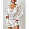 imageBsubseach Crochet Coverups for Women Swimwear Knit Top Beach Cover Up Hollow Out Vacation Dress Summer Outfits White