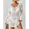 imageBsubseach Crochet Coverups for Women Swimwear Knit Top Beach Cover Up Hollow Out Vacation Dress Summer Outfits White