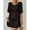 imageBsubseach Crochet Swimsuit Coverup for Women Hollow Out Bikini Beach Cover Up Dress Knit Summer OutfitsBlack