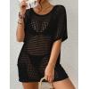imageBsubseach Crochet Swimsuit Coverup for Women Hollow Out Bikini Beach Cover Up Dress Knit Summer OutfitsBlack