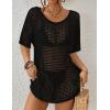 imageBsubseach Crochet Swimsuit Coverup for Women Hollow Out Bikini Beach Cover Up Dress Knit Summer OutfitsBlack