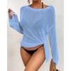 imageBsubseach Crochet Swimsuit Coverup for Women Sheer Bathing Suit Cover Ups Kintted Swimwear Bikini Beach Vacation Outfits Sky Blue2 XL