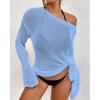 imageBsubseach Crochet Swimsuit Coverup for Women Sheer Bathing Suit Cover Ups Kintted Swimwear Bikini Beach Vacation Outfits Sky Blue2 XL
