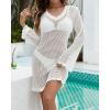 imageBsubseach Women Crochet Swimsuit Coverup Knit Hollow Out Bathing Suit Cover Up Backless Beach DressWhite