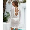imageBsubseach Women Crochet Swimsuit Coverup Knit Hollow Out Bathing Suit Cover Up Backless Beach DressWhite