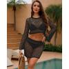 imageBsubseach Womens 2 Piece Crochet Cover Up Set Beach Cover Ups Swimwear Skirt Hollow Out Knit Coverup SetsBlack