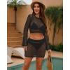 imageBsubseach Womens 2 Piece Crochet Cover Up Set Beach Cover Ups Swimwear Skirt Hollow Out Knit Coverup SetsBlack