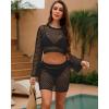 imageBsubseach Womens 2 Piece Crochet Cover Up Set Beach Cover Ups Swimwear Skirt Hollow Out Knit Coverup SetsBlack