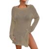 imageBsubseach Crochet Cover Ups for Women Bathing Suit Cover Up Dress Mesh Beach TopKhaki