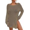 imageBsubseach Crochet Cover Ups for Women Bathing Suit Cover Up Dress Mesh Beach TopLight Brown