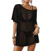 imageBsubseach Crochet Swimsuit Coverup for Women Hollow Out Bikini Beach Cover Up Dress Knit Summer OutfitsBlack