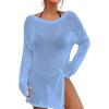 imageBsubseach Crochet Swimsuit Coverup for Women Sheer Bathing Suit Cover Ups Kintted Swimwear Bikini Beach Vacation Outfits Sky Blue2 XL