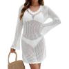 imageBsubseach Women Crochet Swimsuit Coverup Knit Hollow Out Bathing Suit Cover Up Backless Beach DressWhite