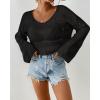 imageBsubseach Beach Cover Ups for Women Summer Crochet Tops Long Sleeve Hollow Out Knit Swimsuit Cover Up Vacation Outfits 2025Black