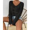imageBsubseach Beach Cover Ups for Women Summer Crochet Tops Long Sleeve Hollow Out Knit Swimsuit Cover Up Vacation Outfits 2025Black