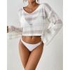 imageBsubseach Beach Cover Ups for Women Summer Crochet Tops Long Sleeve Hollow Out Knit Swimsuit Cover Up Vacation Outfits 2025White