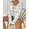 imageBsubseach Beach Cover Ups for Women Summer Crochet Tops Long Sleeve Hollow Out Knit Swimsuit Cover Up Vacation Outfits 2025White