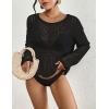 imageBsubseach Crochet Tops for Women Bobo Sexy Hollow Out Swimsuit Cover Up Long Sleeve Knitted Spring Tops 2024 Beachwear Black