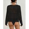 imageBsubseach Crochet Tops for Women Bobo Sexy Hollow Out Swimsuit Cover Up Long Sleeve Knitted Spring Tops 2024 Beachwear Black