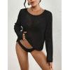imageBsubseach Crochet Tops for Women Bobo Sexy Hollow Out Swimsuit Cover Up Long Sleeve Knitted Spring Tops 2024 Beachwear Black