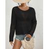 imageBsubseach Crochet Tops for Women Bobo Sexy Hollow Out Swimsuit Cover Up Long Sleeve Knitted Spring Tops 2024 Beachwear Black