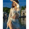 imageBsubseach Women Crochet Set 2 Piece Swimsuit Cover Up Long Sleeve VNeck Crop Top Knit Mini Wrap Skirt Beach Vacation SetsWhite