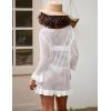 imageBsubseach Women Swimsuit Cover Up Sexy Crochet Tops Bathing Suit Covers Knitted Beach DressWhite