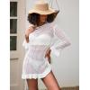 imageBsubseach Women Swimsuit Cover Up Sexy Crochet Tops Bathing Suit Covers Knitted Beach DressWhite