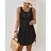 imageBsubseach Womens Crochet Coverups Backless Bikini Bathing Suit Cover Up Summer Knit Beach Tank Dress Vacation ClothesBlack