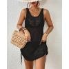 imageBsubseach Womens Crochet Coverups Backless Bikini Bathing Suit Cover Up Summer Knit Beach Tank Dress Vacation ClothesBlack