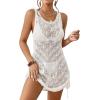imageBsubseach Womens Crochet Coverups Backless Bikini Bathing Suit Cover Up Summer Knit Beach Tank Dress Vacation ClothesWhite