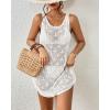 imageBsubseach Womens Crochet Coverups Backless Bikini Bathing Suit Cover Up Summer Knit Beach Tank Dress Vacation ClothesWhite