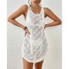 imageBsubseach Womens Crochet Coverups Backless Bikini Bathing Suit Cover Up Summer Knit Beach Tank Dress Vacation ClothesWhite