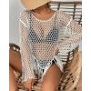 imageBsubseach Womens Swimwear Cover Ups Crochet Swimsuit Coverup Knit Beach Top with Tassels White S