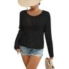 imageBsubseach Crochet Tops for Women Bobo Sexy Hollow Out Swimsuit Cover Up Long Sleeve Knitted Spring Tops 2024 Beachwear Black